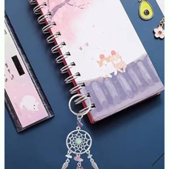 Dreamcatcher Keychain Crystal Glass Gemstone Feathers Silver Keyring Purple NEW - Picture 5 of 10